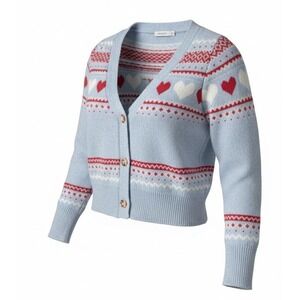 Jessica Simpson Knit Cropped Cardigan Heart Sweater Buttons Long Sleeve Size S